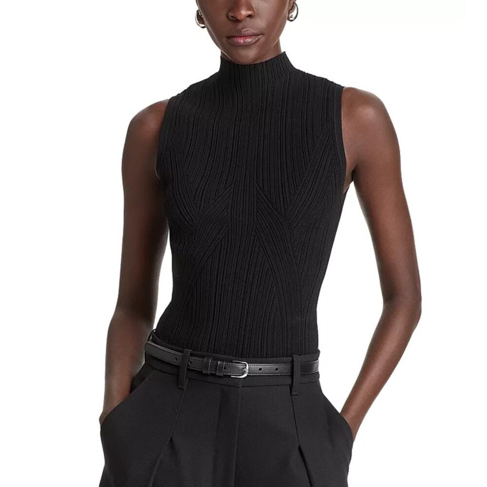 Veronica Beard Nellie Shell Ribbed Knit Top in Black NWT Size S